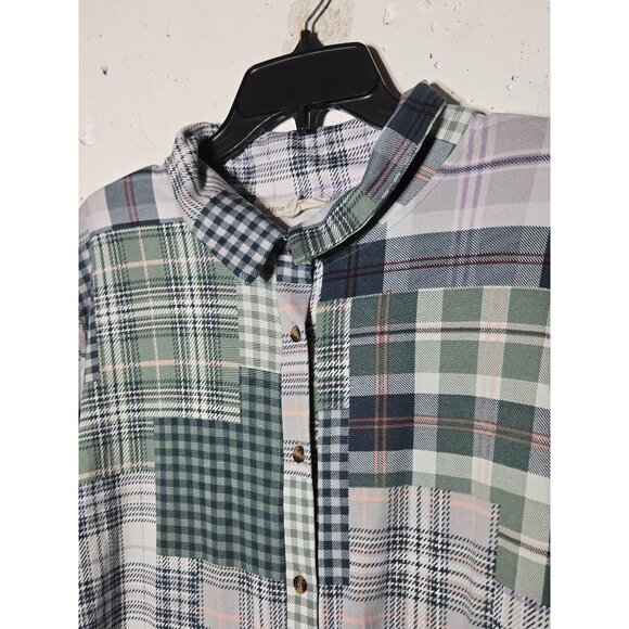 Above and Beyond Womens Plaid Long Sleeve Top Plus Size 2X Fall Western Stretch - Picture 3 of 10